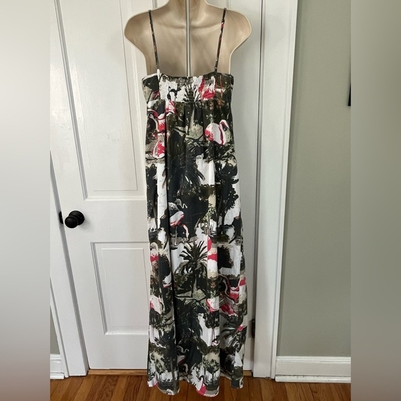 Tailor Vintage Cotton Flamingo Spaghetti Strap Maxi Dress Hawaiian Tropical Boho - Picture 5 of 13